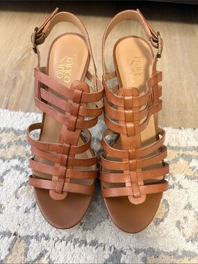 Franco Sarto Cognac Multi-Strap Leather Sandals